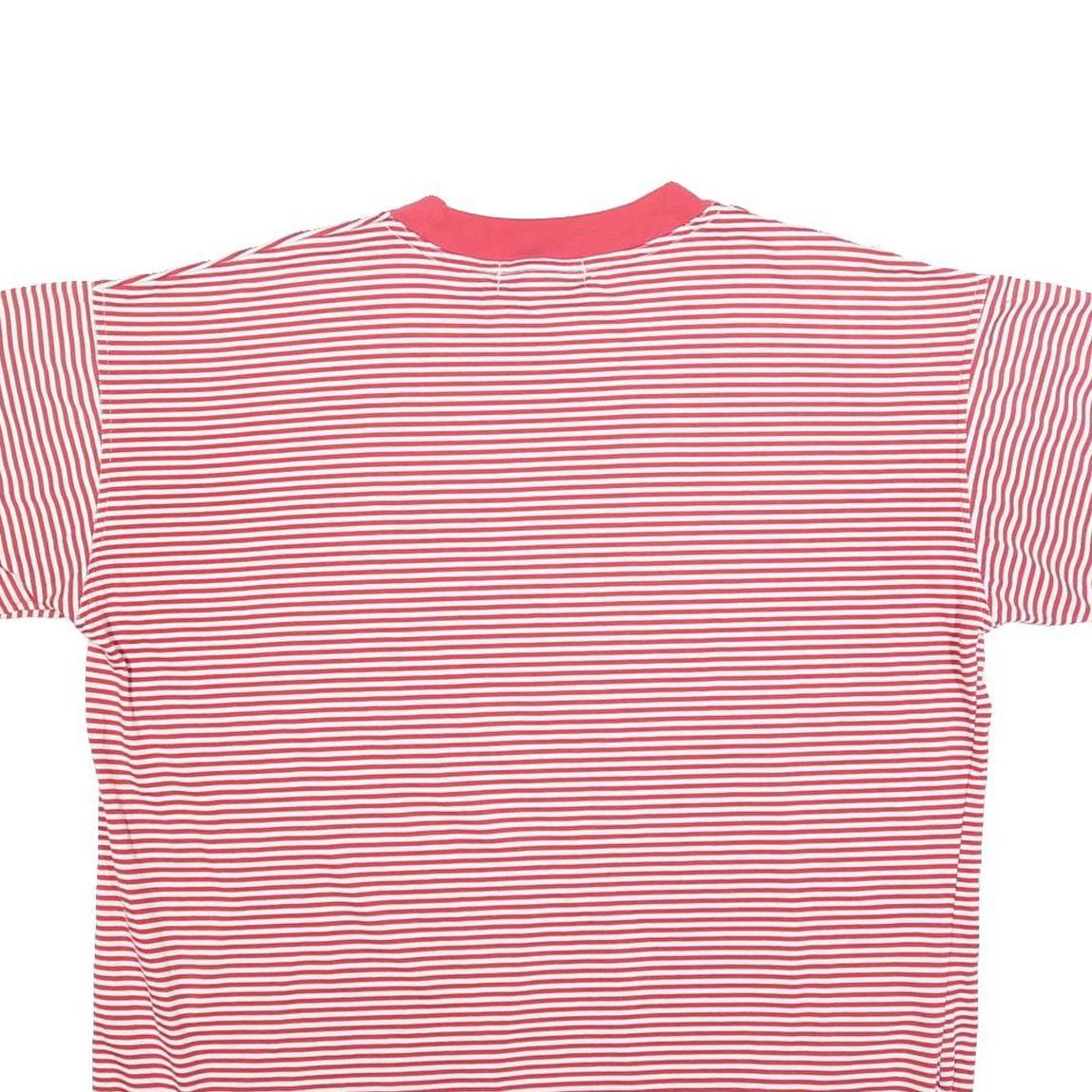 WHITE STAG Womens Red & White Stripe Graphic T-Shirt L Short Sleeve Crew Neck