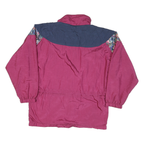 EASYWEAR Womens Maroon & Blue Floral Print Nylon Zip Jacket M Retro Casual