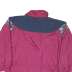 EASYWEAR Womens Maroon & Blue Floral Print Nylon Zip Jacket M Retro Casual