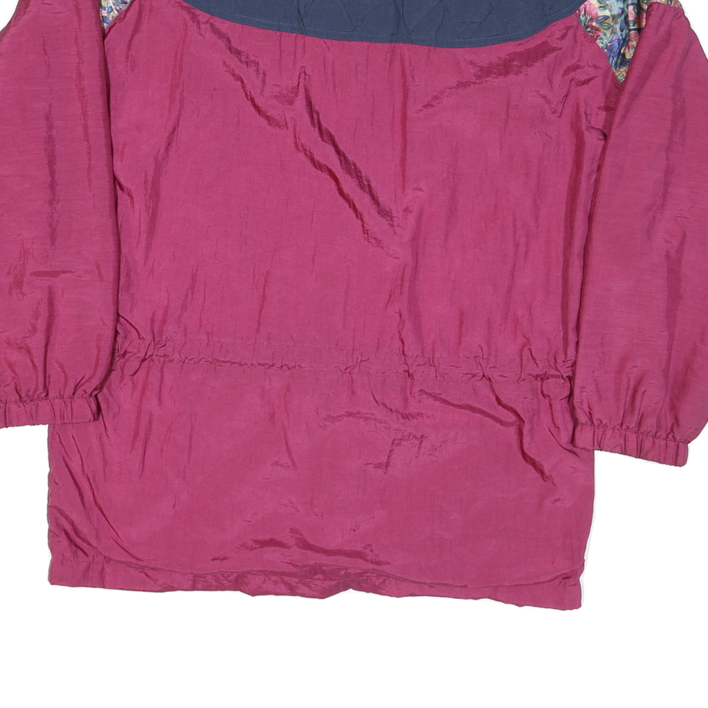 EASYWEAR Womens Maroon & Blue Floral Print Nylon Zip Jacket M Retro Casual