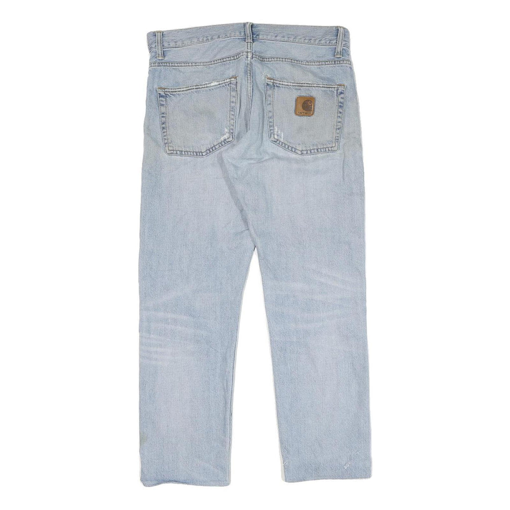 CARHARTT Mens Jeans Blue Regular Straight Denim Light W32 L27 Workwear Zip Fly