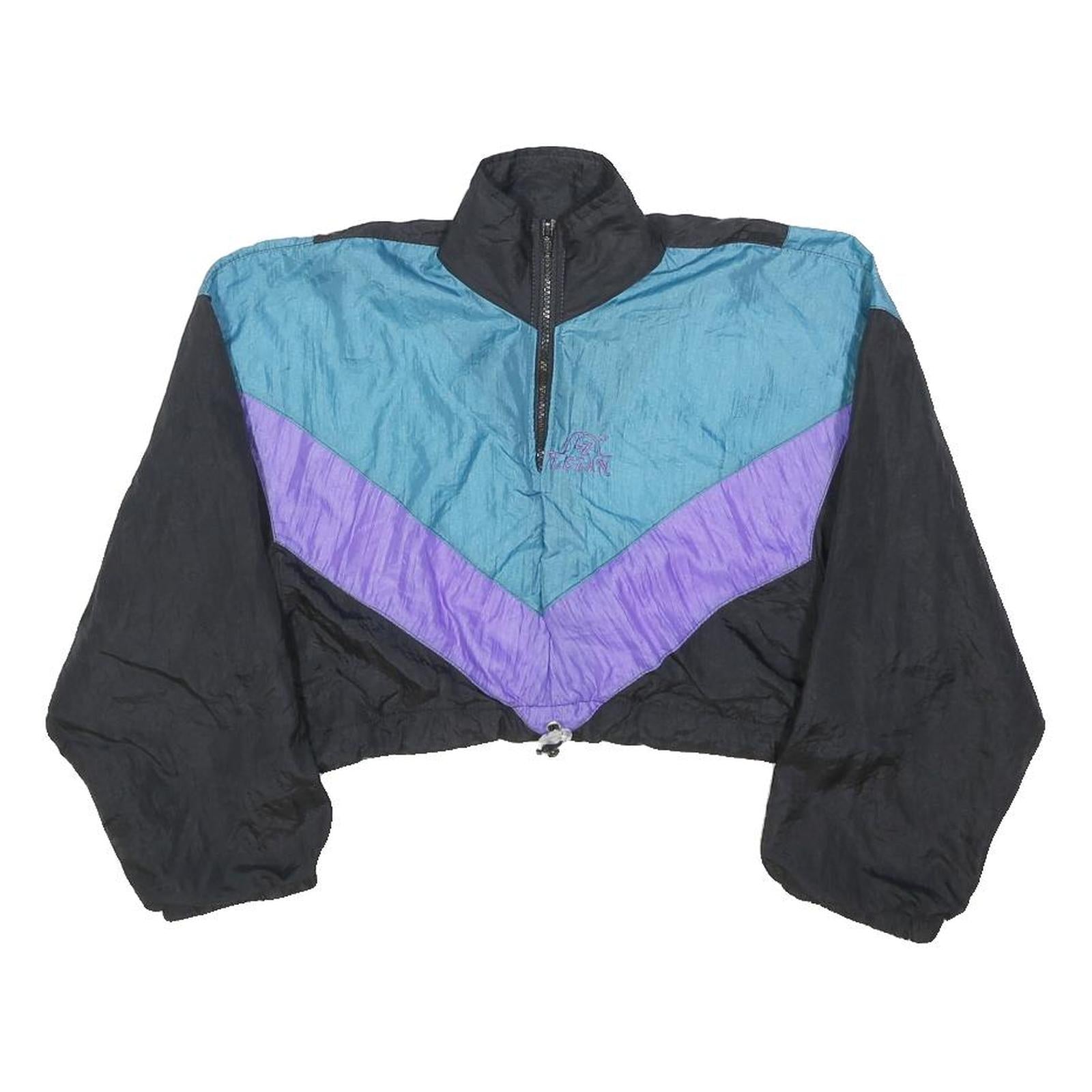 LEZAN Girls Black & Blue Purple Colourblock Cropped Polyester Jacket 12Y Zip