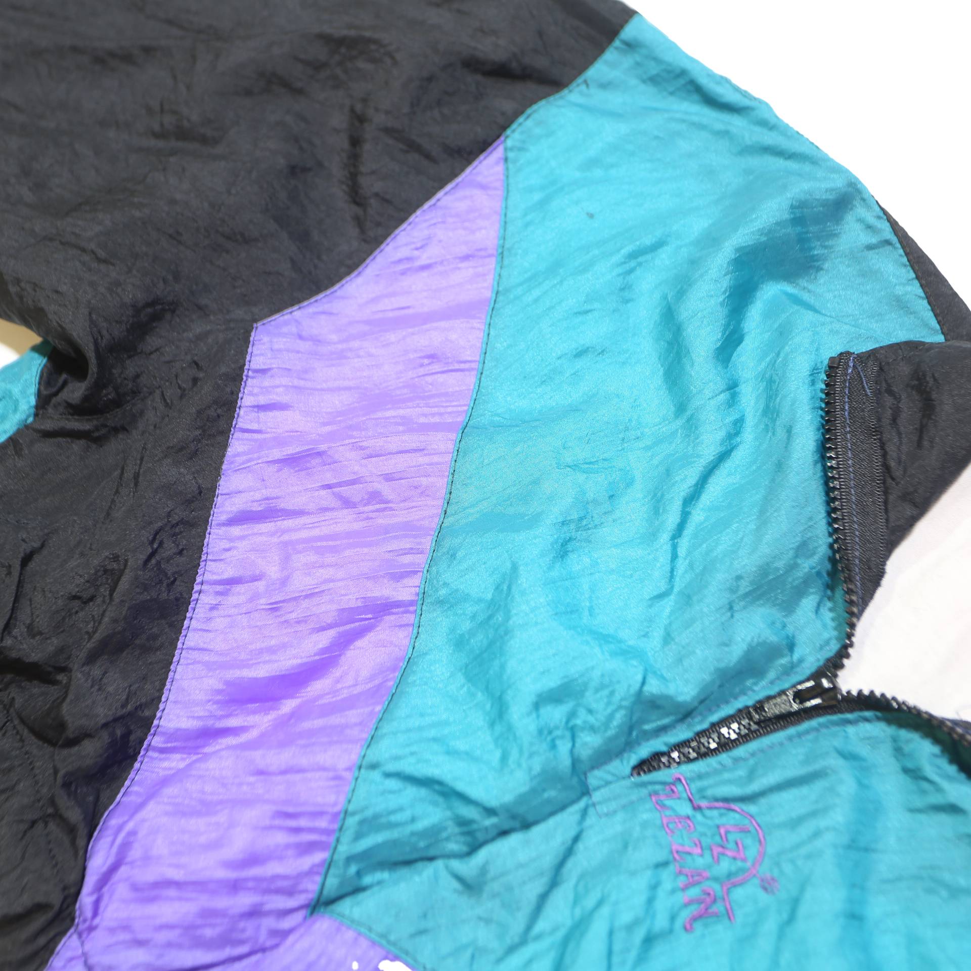 LEZAN Girls Black & Blue Purple Colourblock Cropped Polyester Jacket 12Y Zip