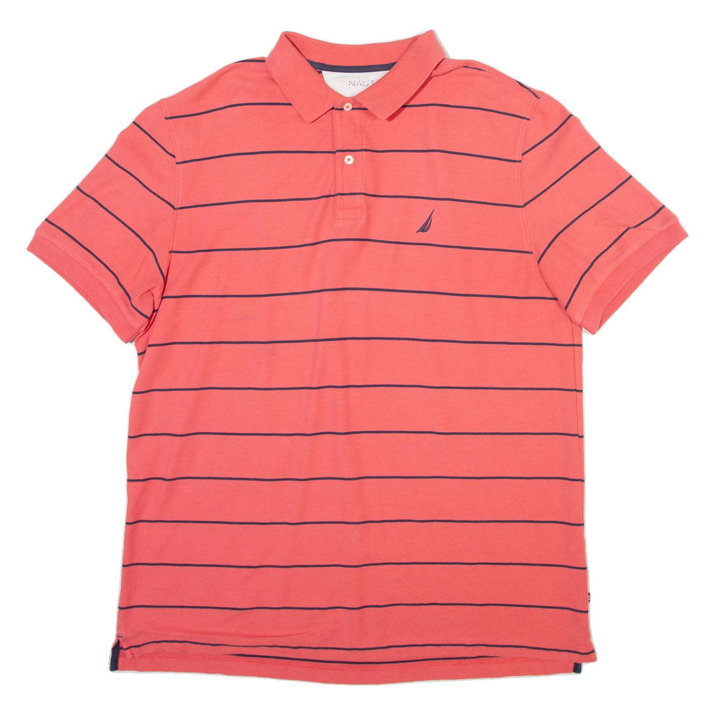 NAUTICA Mens Polo Shirt Pink Striped 2XL