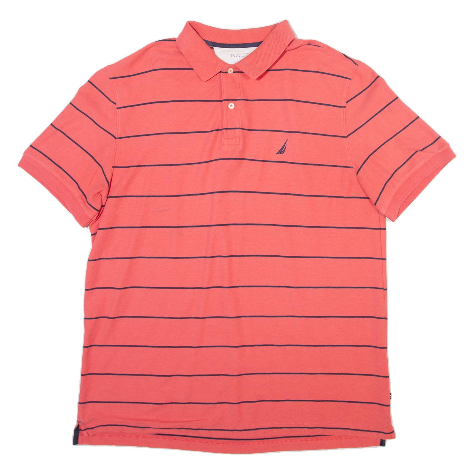 NAUTICA Mens Polo Shirt Pink Striped 2XL