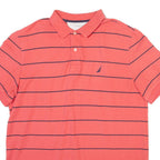 NAUTICA Mens Polo Shirt Pink Striped 2XL