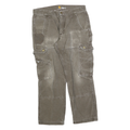 CARHARTT Mens Cotton Blend Brown Relaxed Fit Cargo Trousers W34 L30 Workwear