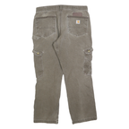 CARHARTT Mens Cotton Blend Brown Relaxed Fit Cargo Trousers W34 L30 Workwear