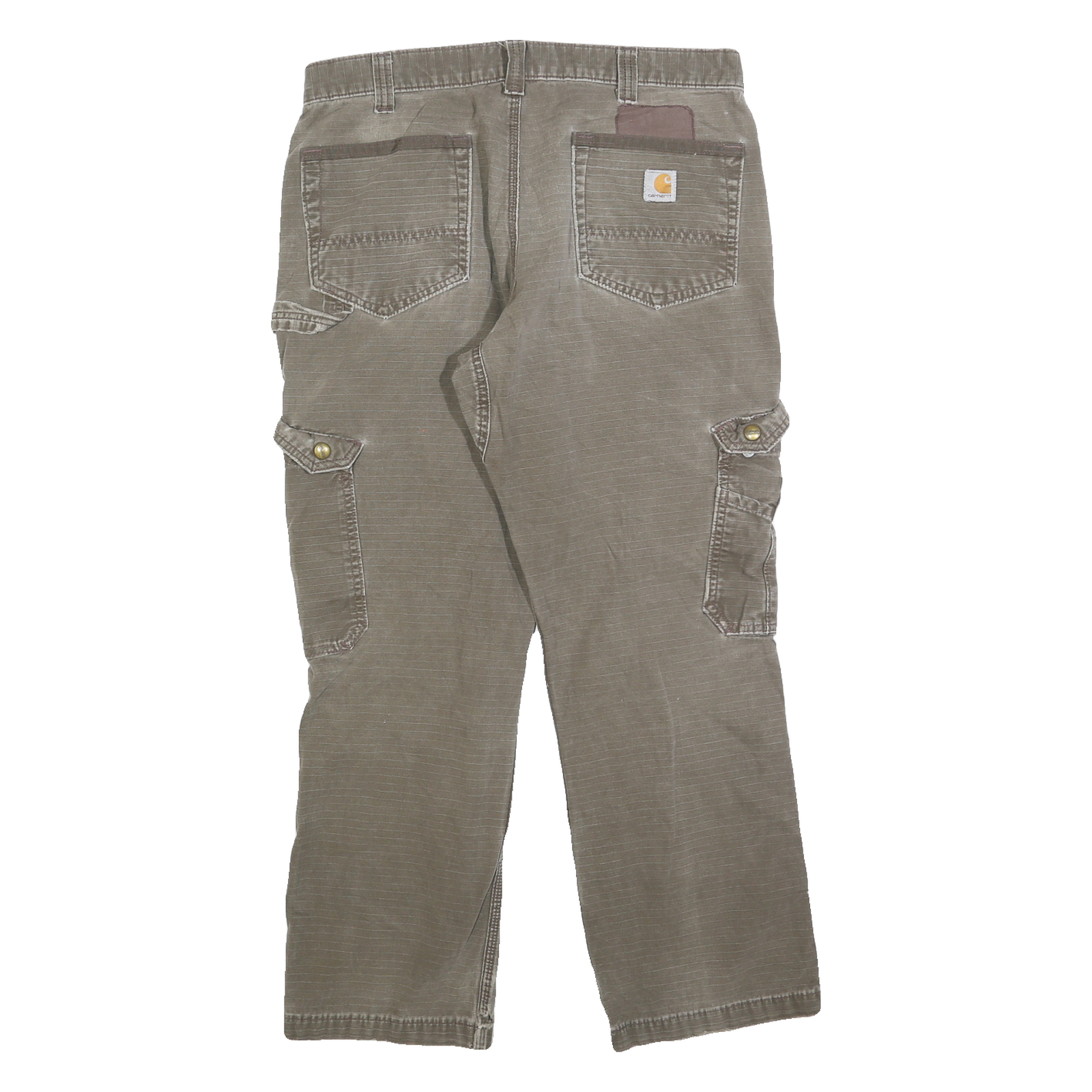 CARHARTT Mens Cotton Blend Brown Relaxed Fit Cargo Trousers W34 L30 Workwear