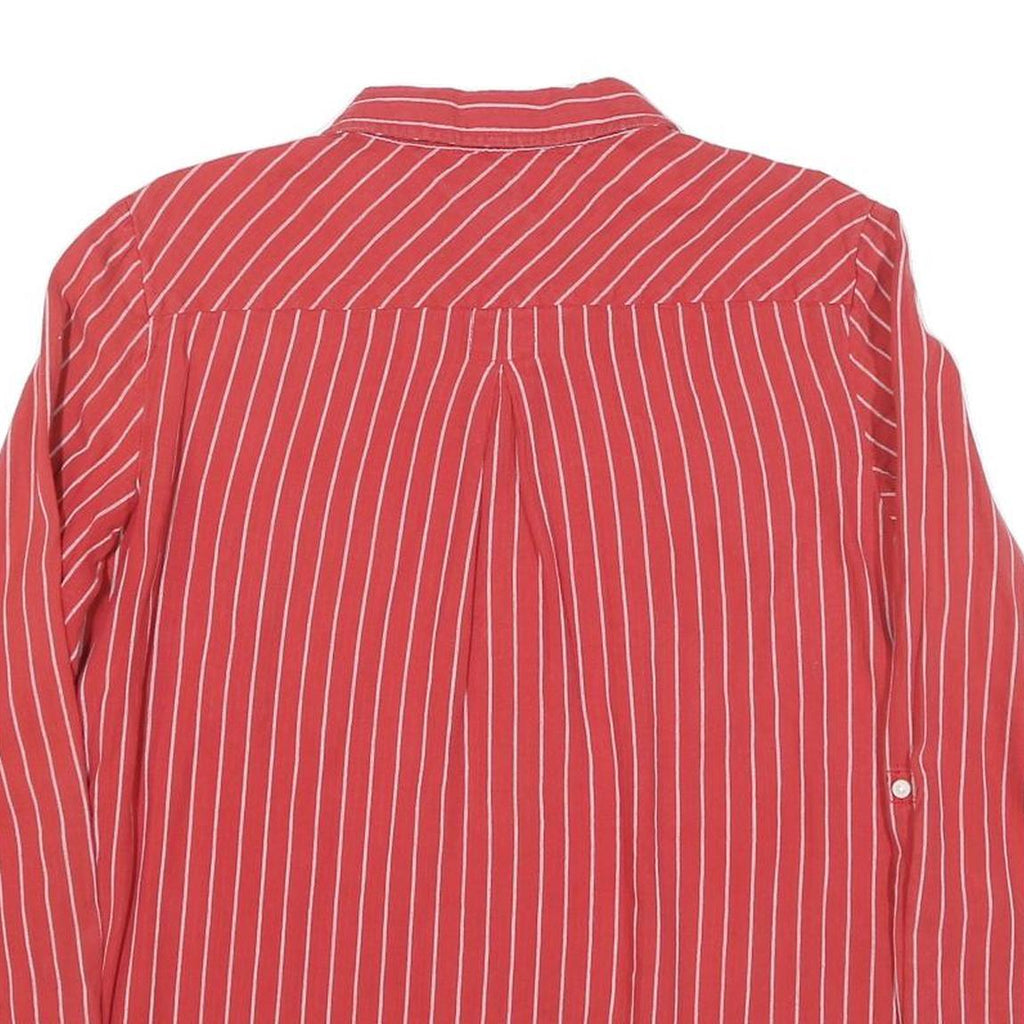 TOMMY HILFIGER Womens Red White Striped Shirt Long Sleeve Collared XL Zip Front