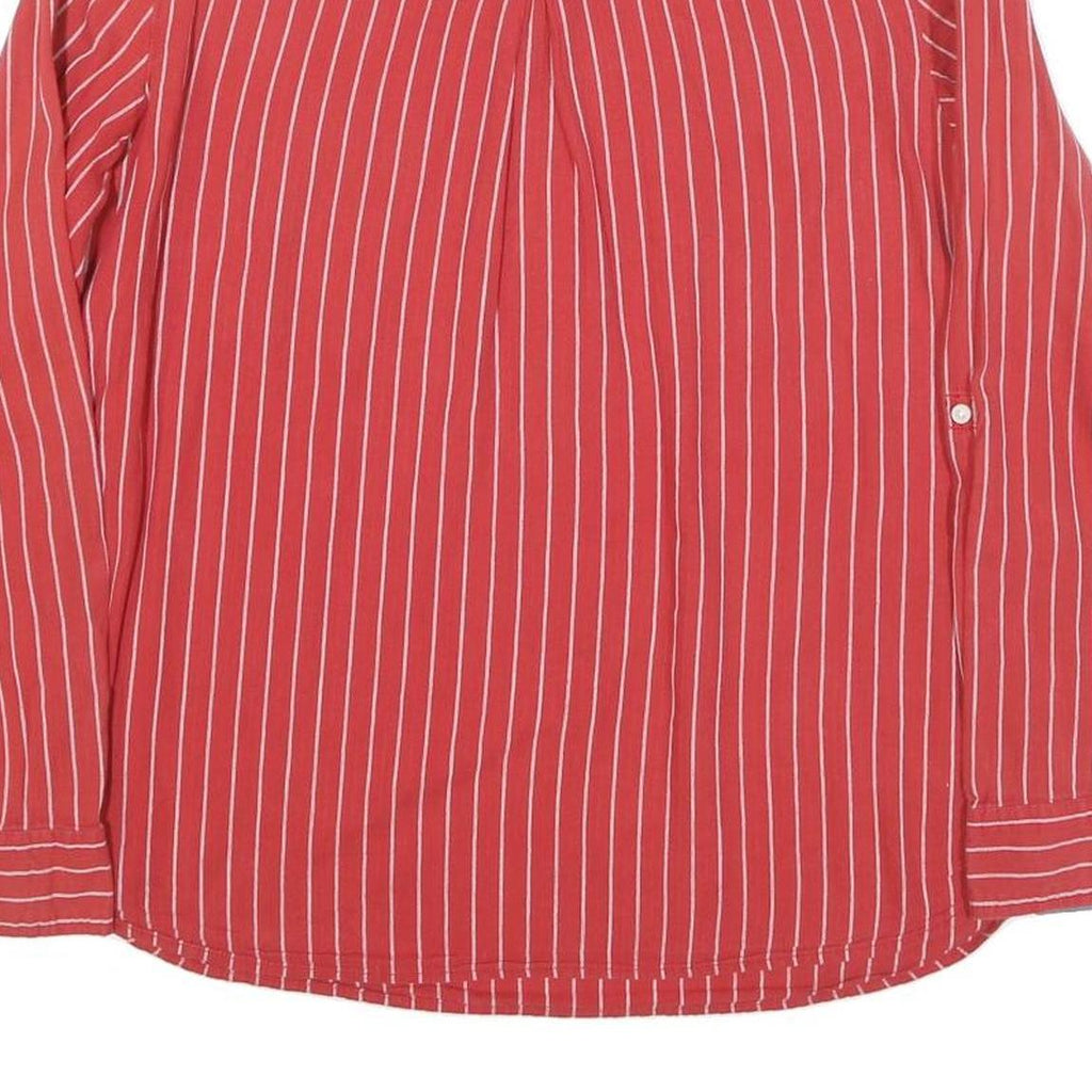 TOMMY HILFIGER Womens Red White Striped Shirt Long Sleeve Collared XL Zip Front