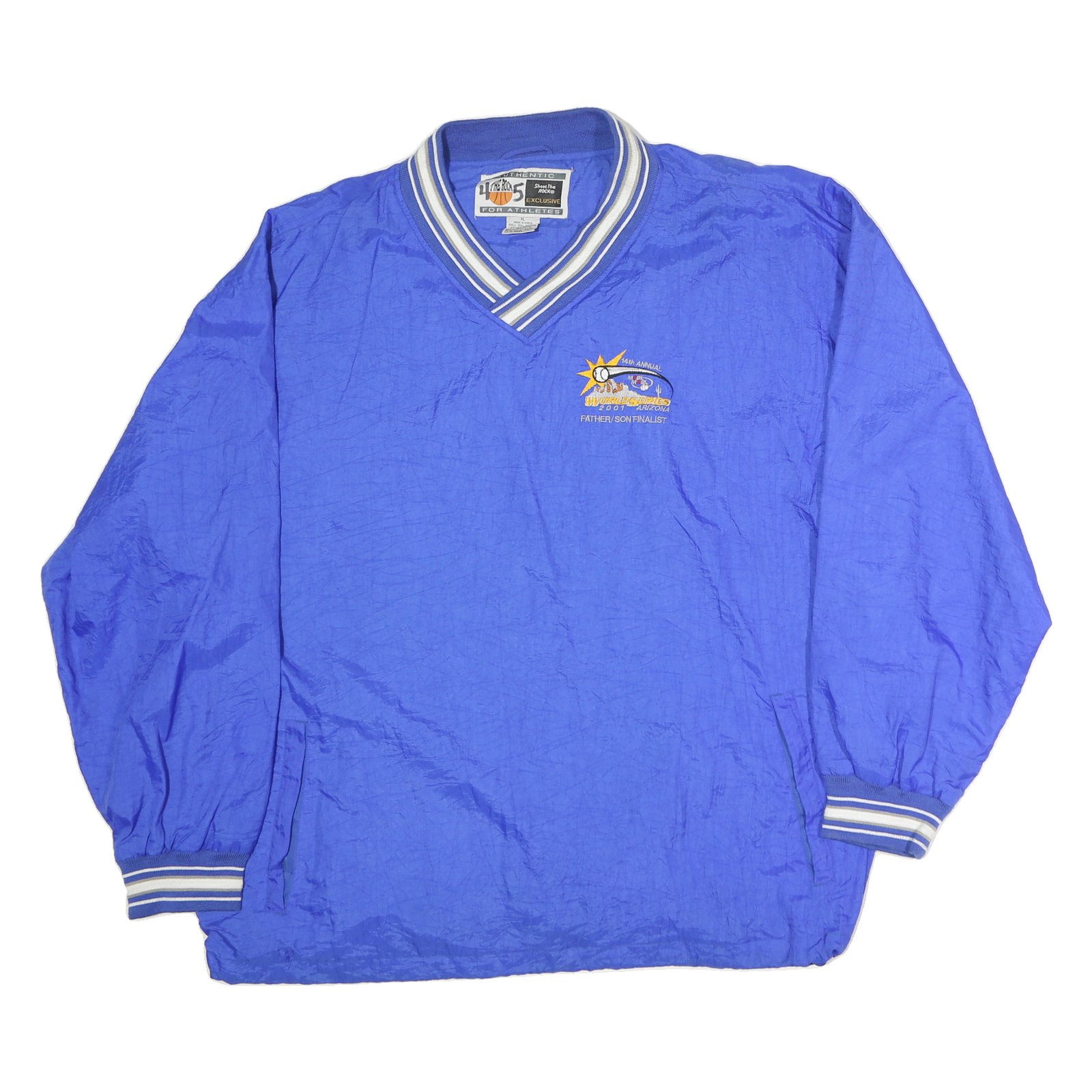 THE ROCK Mens Blue V-Neck XL Sweatshirt Father Son Finalist Logo Pullover