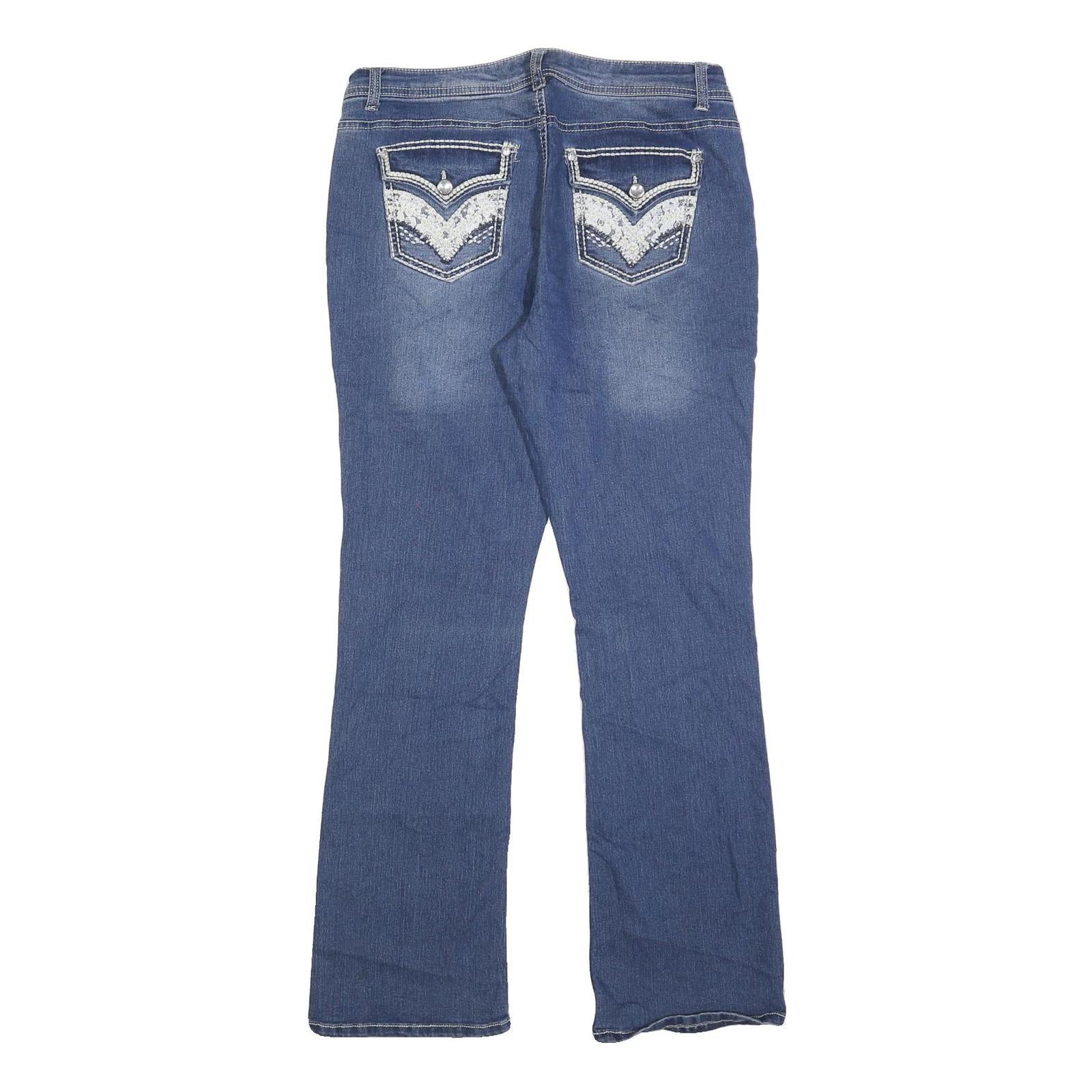 FADED GLORY Womens Blue Regular Fit Straight Denim Light Wash Jeans W32 L32