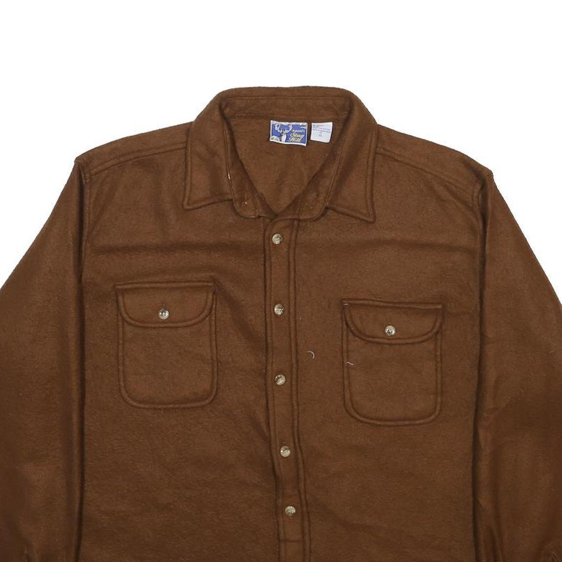 STAG HILL Mens Brown Polyester Shirt XL Button Pocket Comfortable Casual