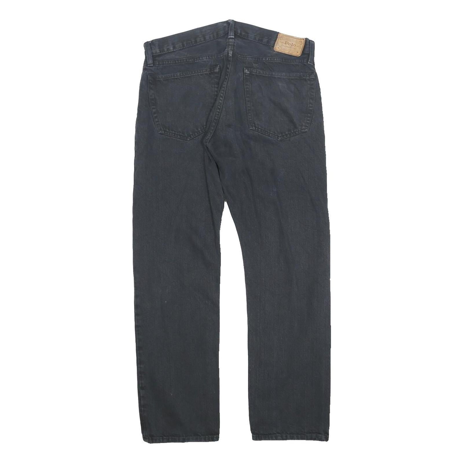 POLO RALPH LAUREN Mens Jeans Black Regular Straight Denim W32 L30 Classic Zip
