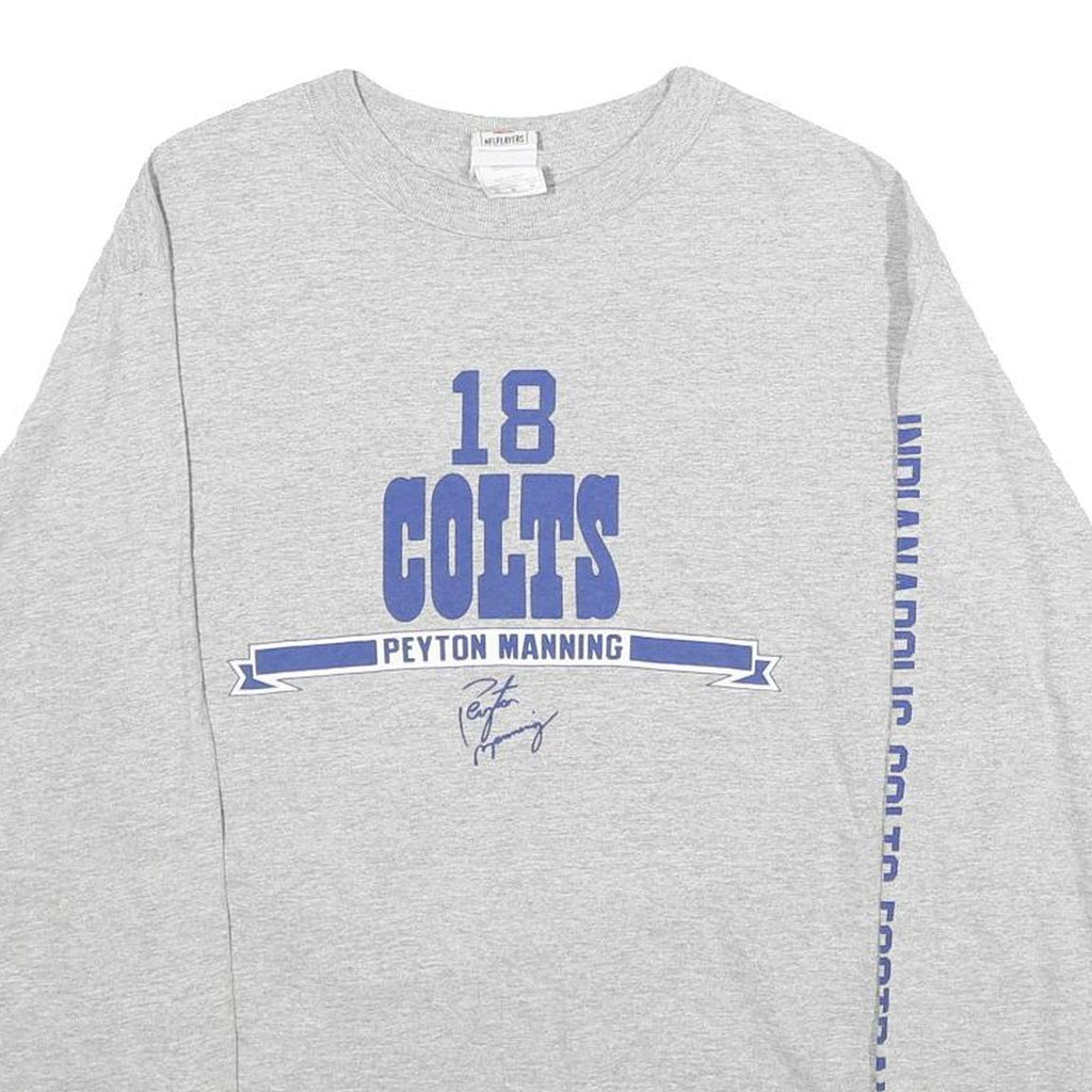 NFL Mens Grey Colts Peyton Manning Long Sleeve Crew Neck Football T-Shirt M
