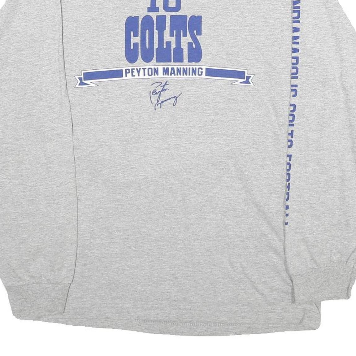 NFL Mens Grey Colts Peyton Manning Long Sleeve Crew Neck Football T-Shirt M