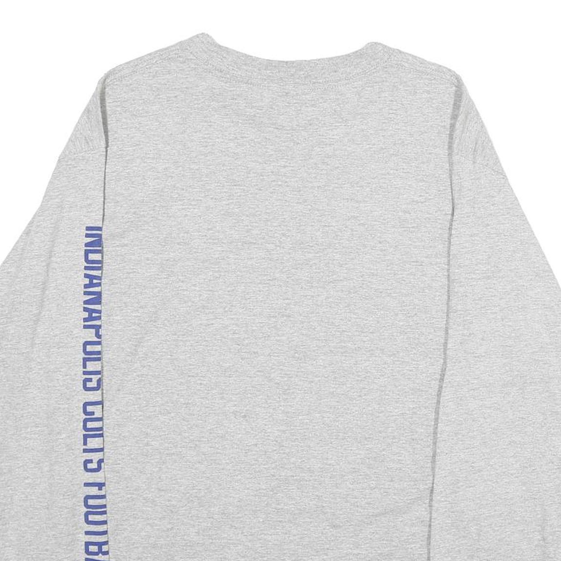 NFL Mens Grey Colts Peyton Manning Long Sleeve Crew Neck Football T-Shirt M