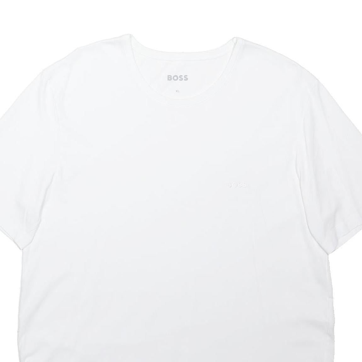BOSS Mens White Classic T-Shirt XL Short Sleeve Crew Neck Cotton Blend
