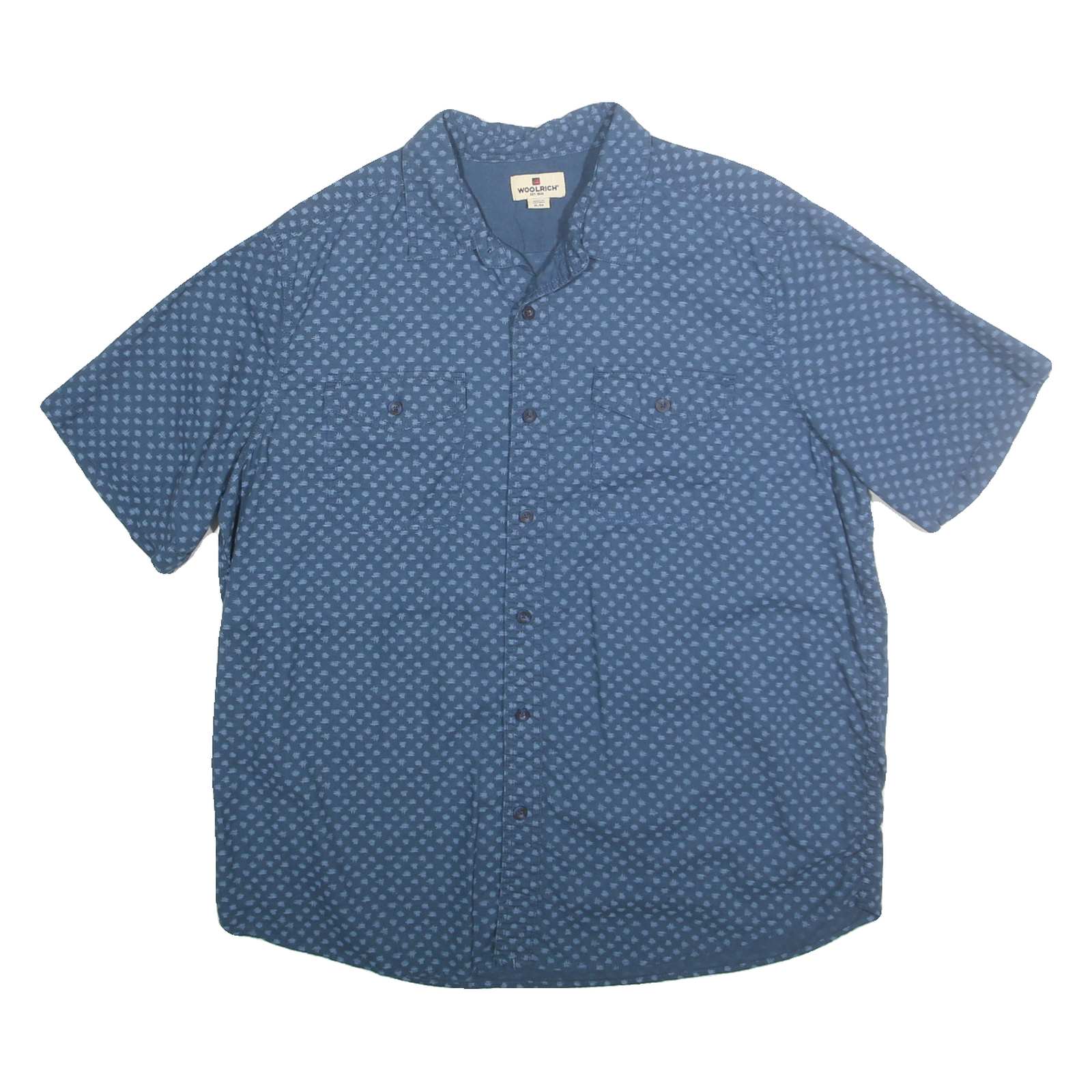 WOOLRICH Mens Blue Patterned Cotton Shirt XL Casual Summer Style