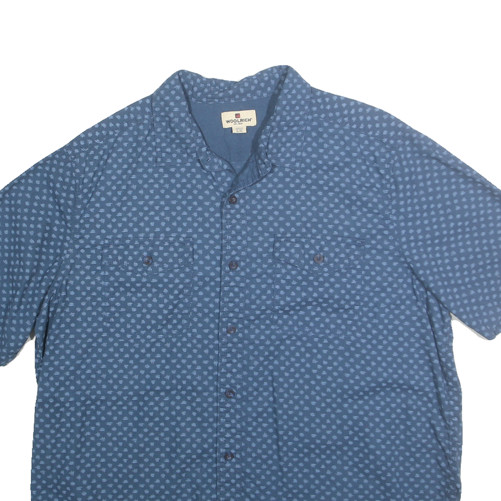 WOOLRICH Mens Blue Patterned Cotton Shirt XL Casual Summer Style