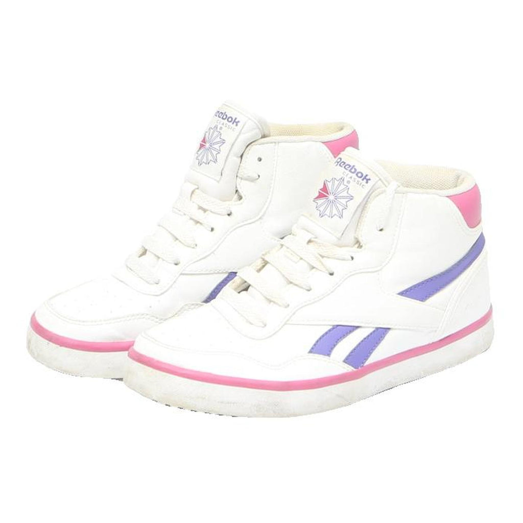 REEBOK Freestyle Womens Lace-Up Trainers White & Purple Synthetic UK 4 Retro