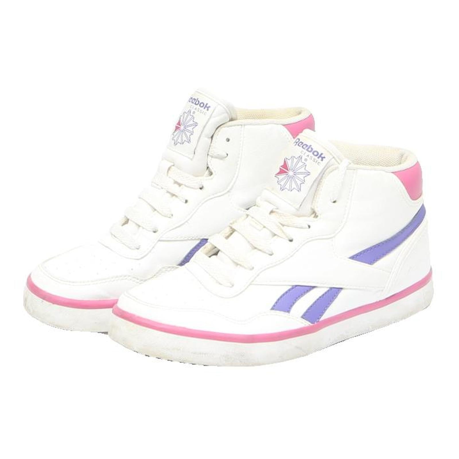 REEBOK Freestyle Womens Lace-Up Trainers White & Purple Synthetic UK 4 Retro