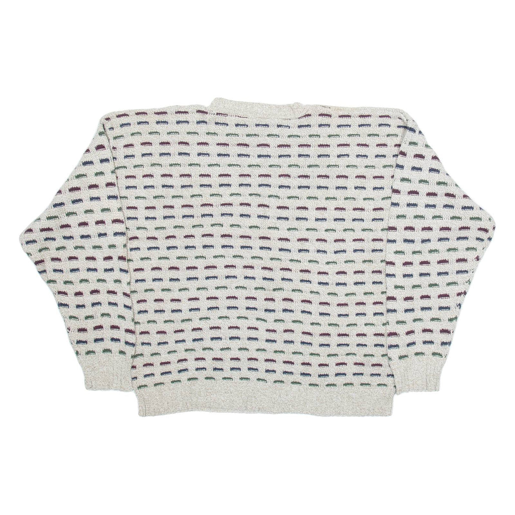 TOWNCRAFT Mens Patterned Jumper Beige Geometric Tight Knit L