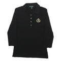 LAUREN RALPH LAUREN Womens Black Gold Crest Cotton Long Sleeve Collared Polo