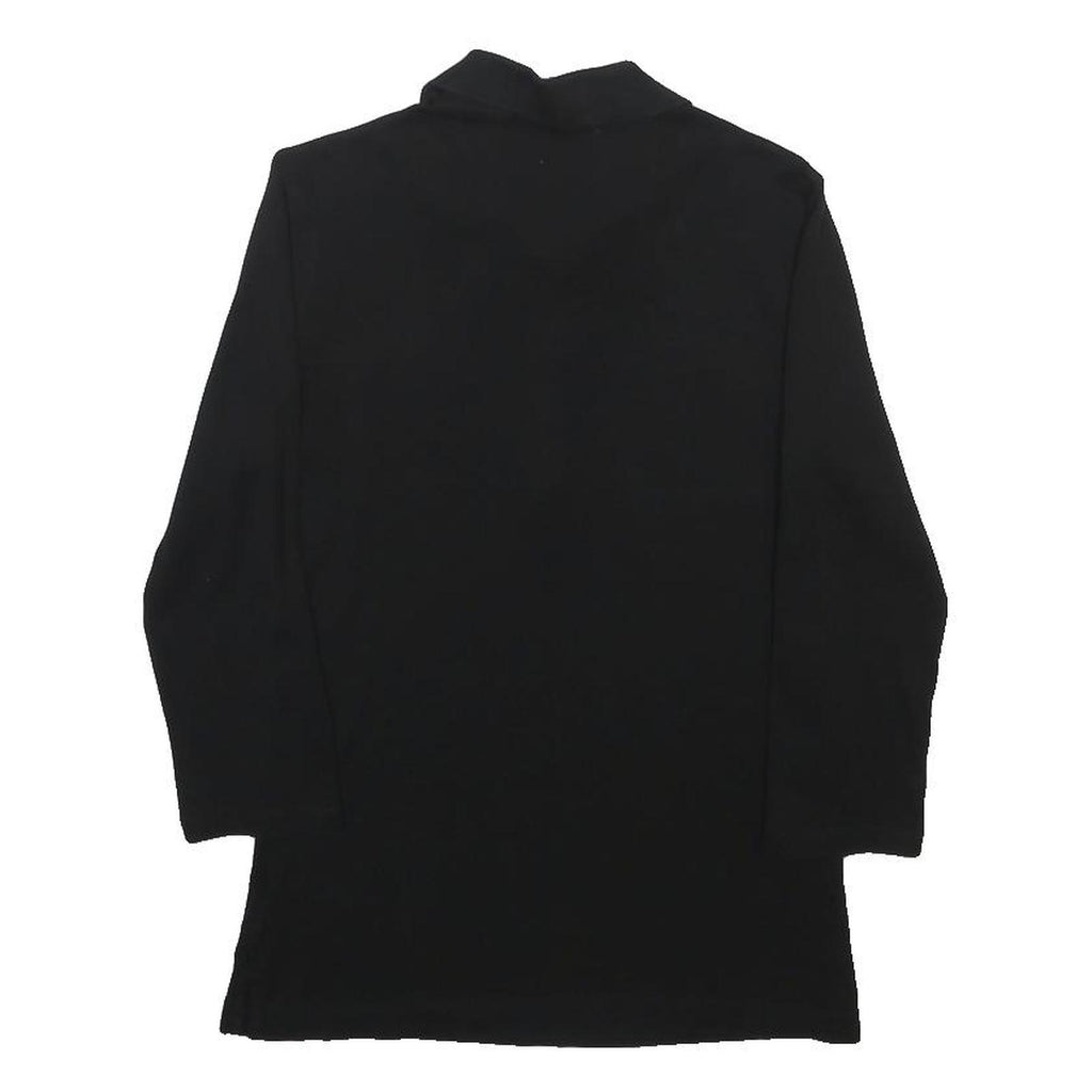 LAUREN RALPH LAUREN Womens Black Gold Crest Cotton Long Sleeve Collared Polo