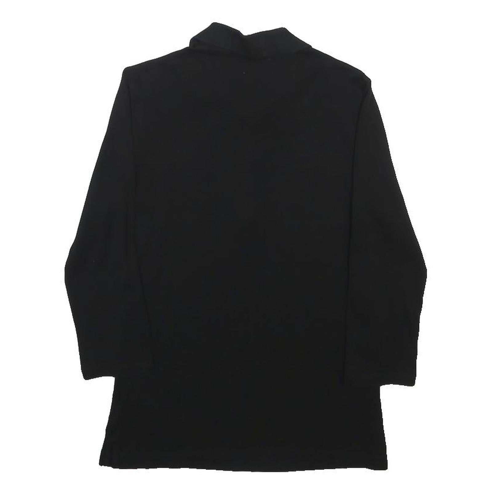 LAUREN RALPH LAUREN Womens Black Gold Crest Cotton Long Sleeve Collared Polo