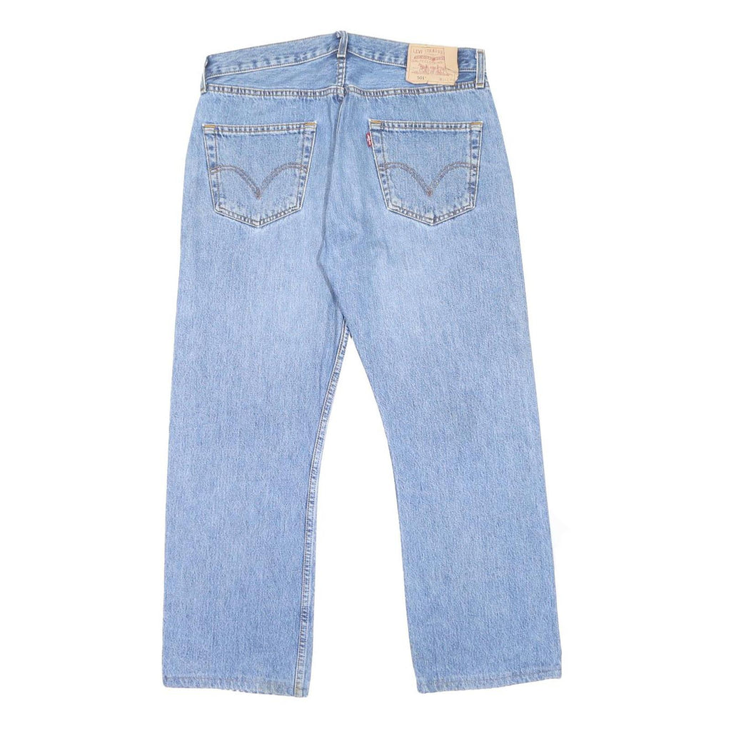 LEVI'S 501 Mens Classic Jeans Blue Denim W34 L27 Button Cotton Blend