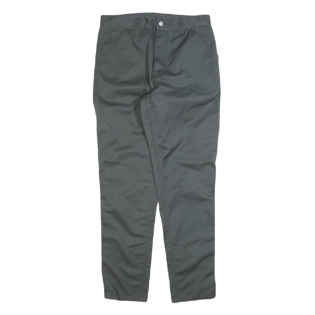 CARHARTT Mens Cotton Blend Grey Slim Straight Trousers W30 L32 Workwear Durable