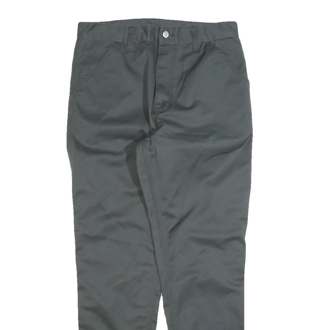 CARHARTT Mens Cotton Blend Grey Slim Straight Trousers W30 L32 Workwear Durable