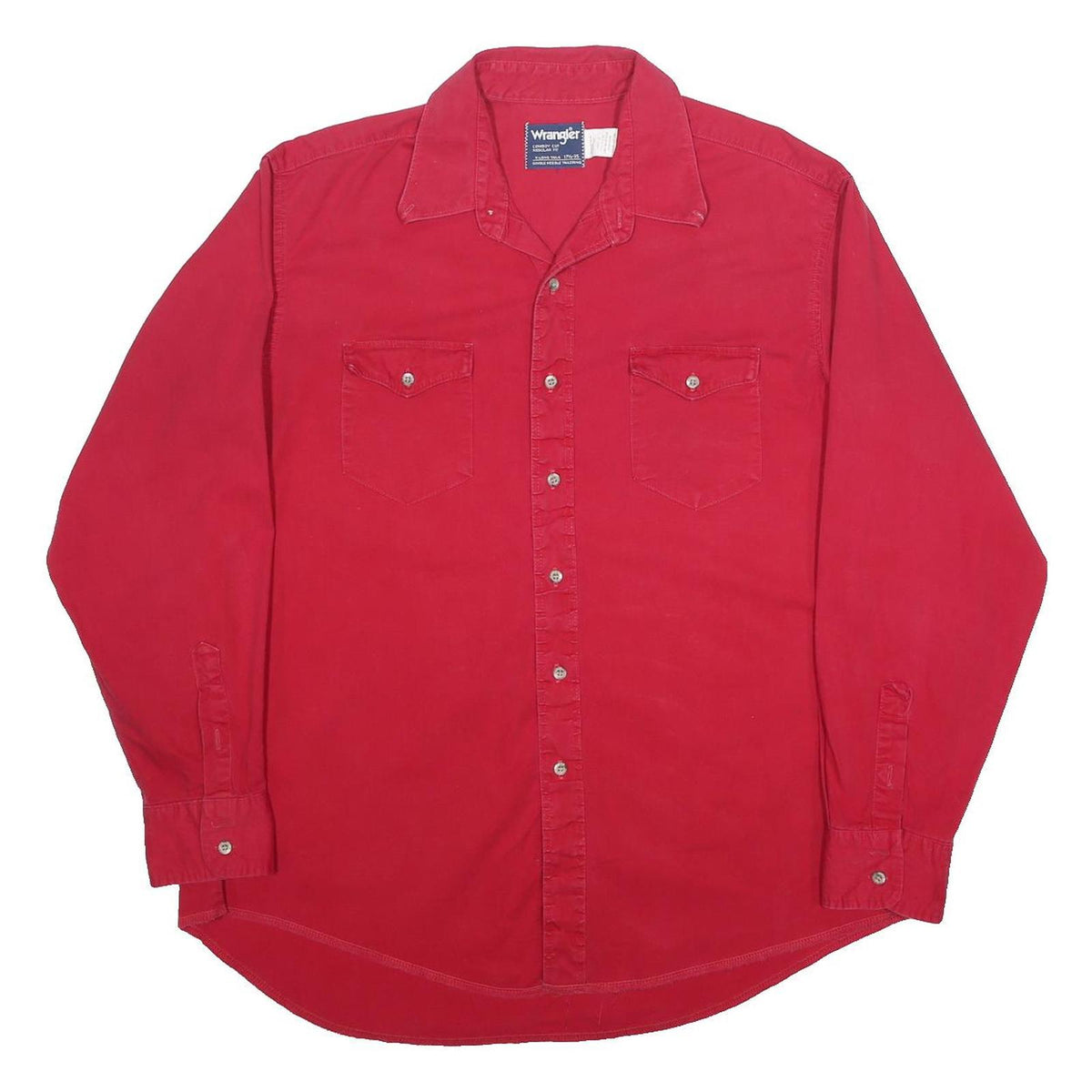 WRANGLER Mens Red Plain Cotton Shirt XL Classic Western Style Button Up