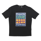 LOVE MOSCHINO Womens Black Graphic T-Shirt M Short Sleeve Crew Neck Cotton Blend