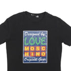 LOVE MOSCHINO Womens Black Graphic T-Shirt M Short Sleeve Crew Neck Cotton Blend