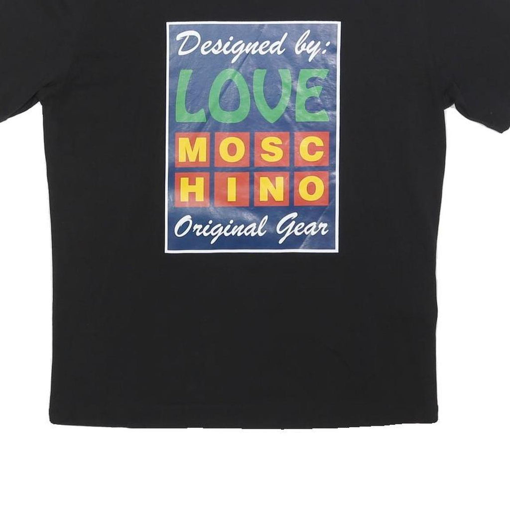 LOVE MOSCHINO Womens Black Graphic T-Shirt M Short Sleeve Crew Neck Cotton Blend