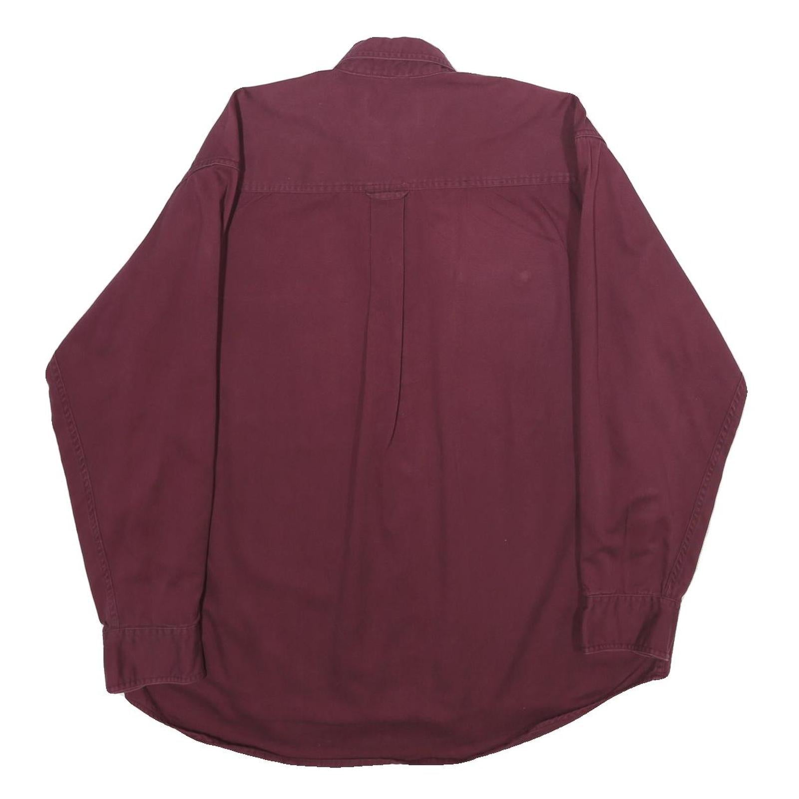 BASIC OPTIONS Mens Maroon Cotton Shirt L Classic Button-Down Long Sleeve Casual