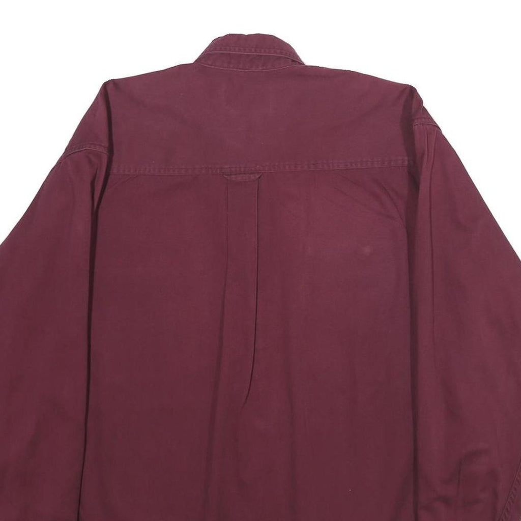 BASIC OPTIONS Mens Maroon Cotton Shirt L Classic Button-Down Long Sleeve Casual