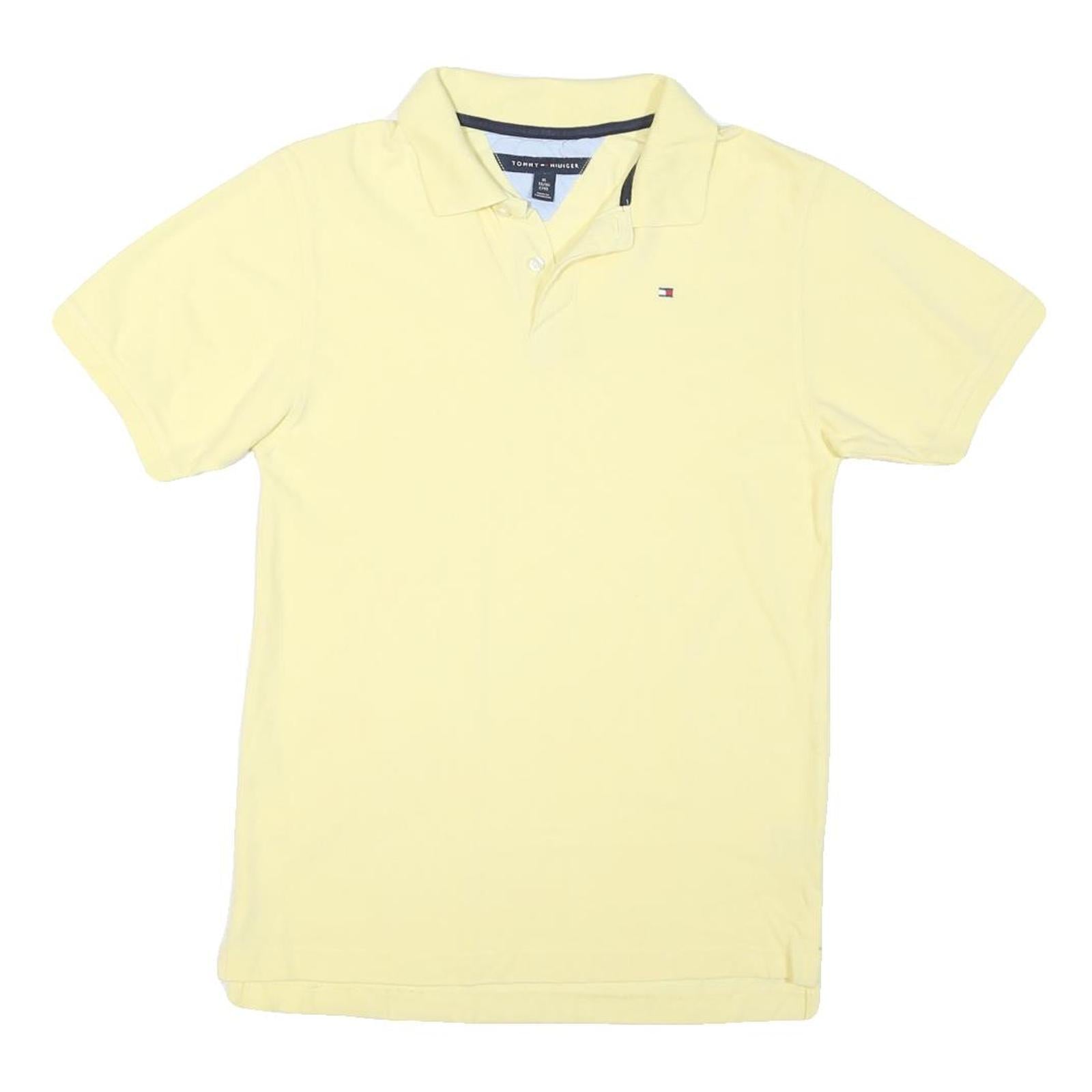 TOMMY HILFIGER Womens Yellow Short Sleeve Plain XL Polo Shirt Cotton Blend