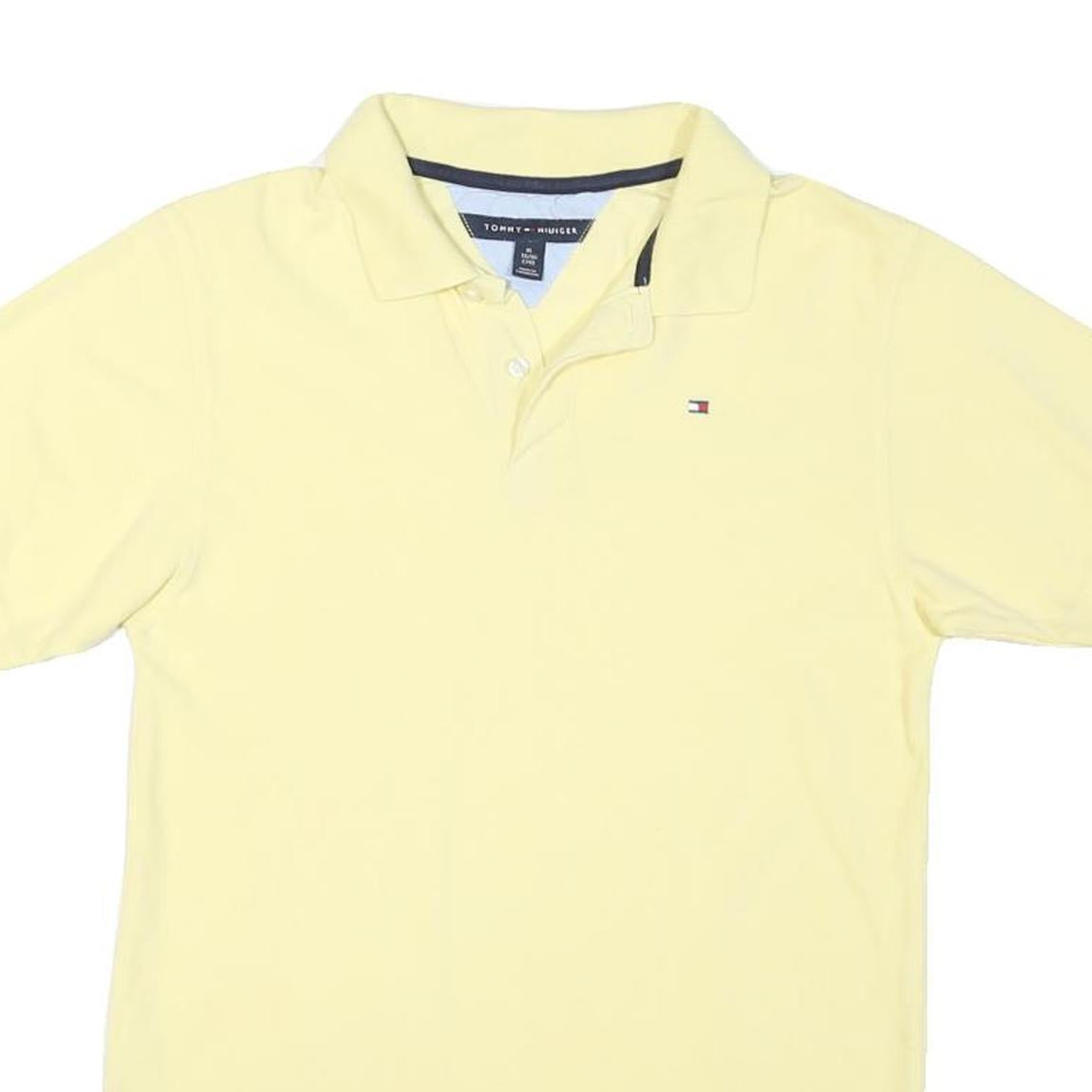 TOMMY HILFIGER Womens Yellow Short Sleeve Plain XL Polo Shirt Cotton Blend
