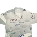 KT Womens Grey Printed Shirt Short Sleeve Collared UK 12 Aviation Themed