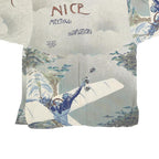 KT Womens Grey Printed Shirt Short Sleeve Collared UK 12 Aviation Themed