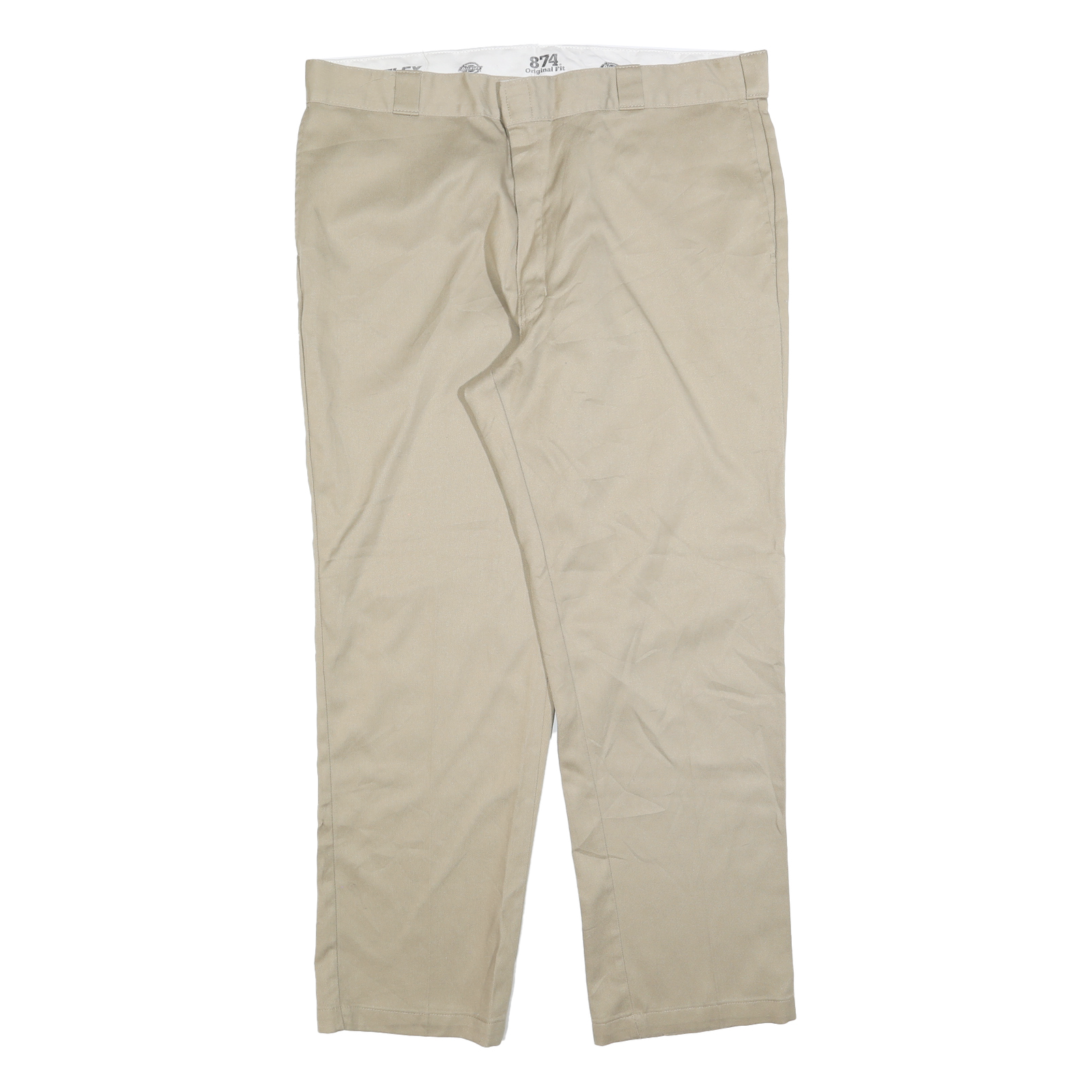 DICKIES Mens Cotton Blend Beige Regular Fit Straight Leg Trousers W42 L32