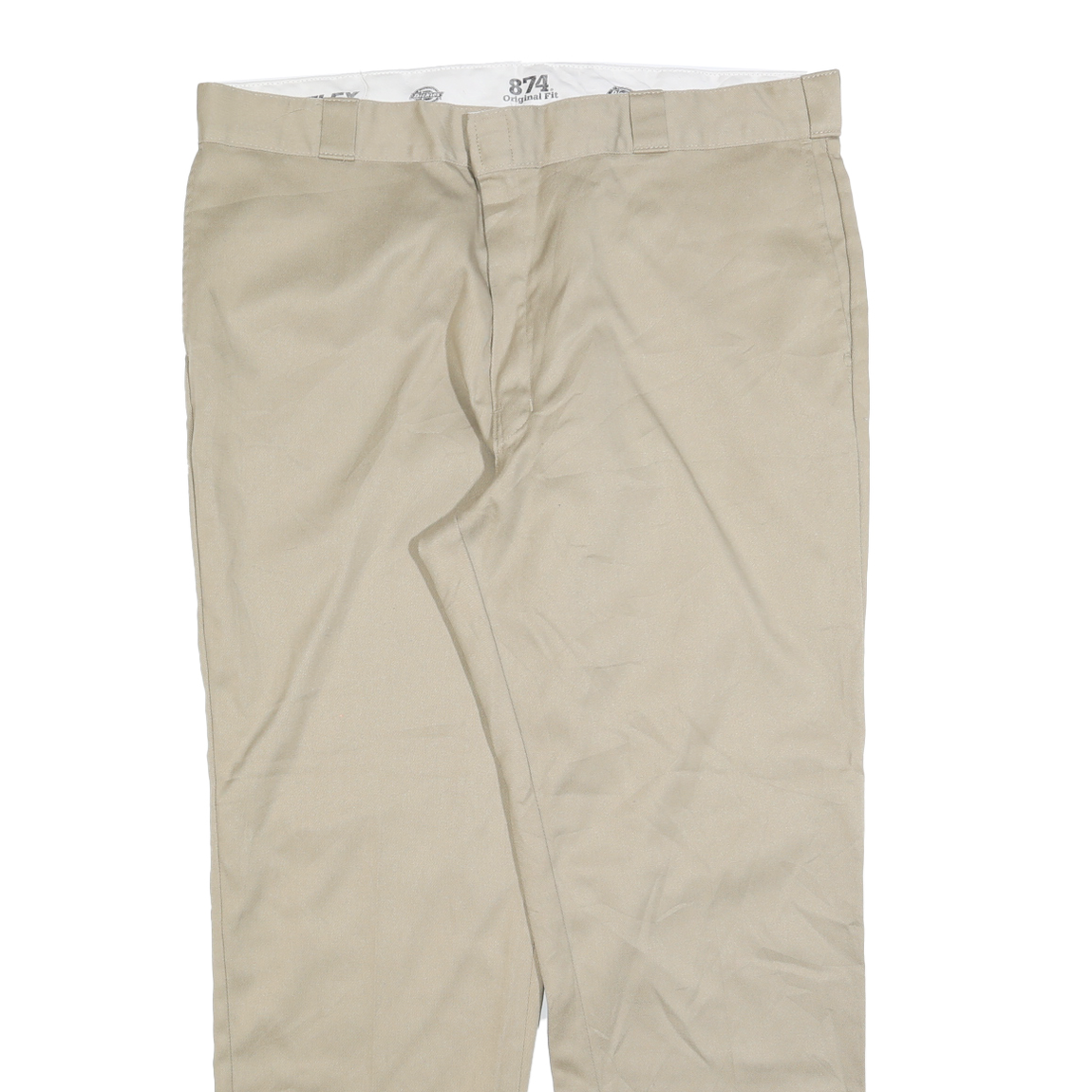 DICKIES Mens Cotton Blend Beige Regular Fit Straight Leg Trousers W42 L32