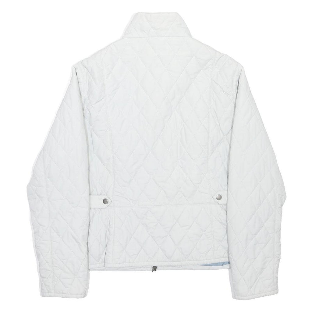 BARBOUR Womens White Quilted Jacket S Polyester Zip Classic Fit Casual Outerwear