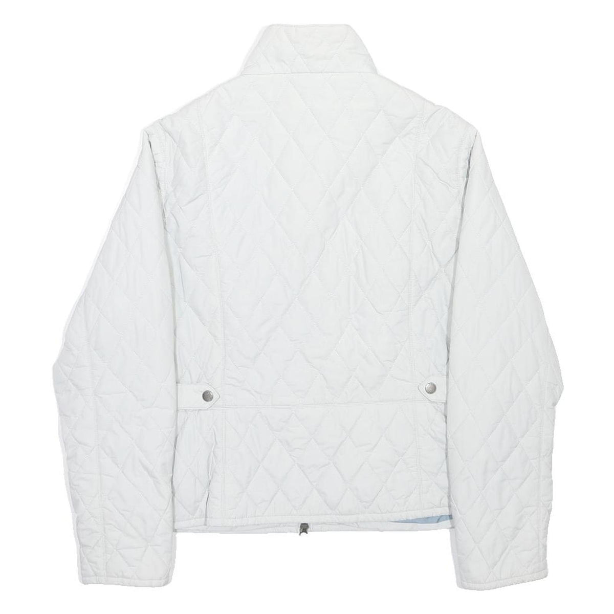 BARBOUR Womens White Quilted Jacket S Polyester Zip Classic Fit Casual Outerwear