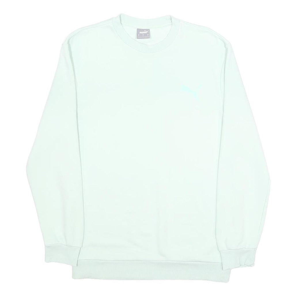 PUMA Mens White Crew Neck S Cotton Blend Sweatshirt Sport Casual Pullover