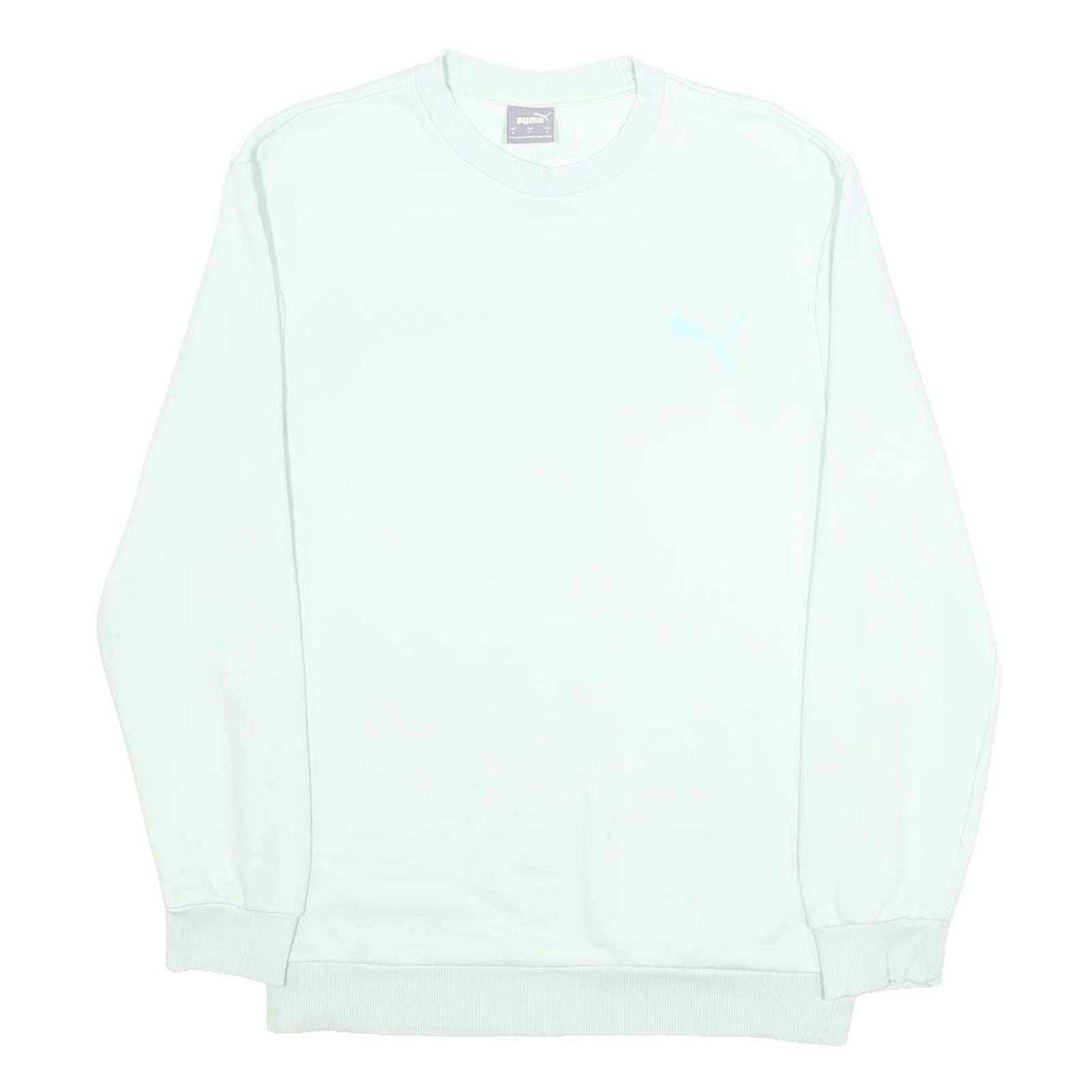 PUMA Mens White Crew Neck S Cotton Blend Sweatshirt Sport Casual Pullover